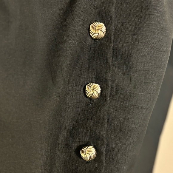 Vintage 1980's Black Short Belted Shirt Trench Dress Gold Buttons sz M - Picture 9 of 9